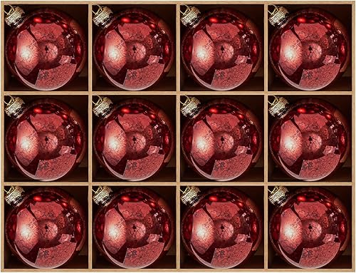 Miniatura 78 de DN DECONATION Deep Red Glass Christmas Ornaments, Set of 9, 3.15' Hanging Christmas Baubles for Xmas Tree Decoration, Wedding Party Gift