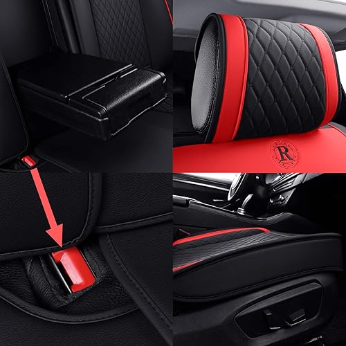 Miniatura 10 de 2 fundas de piel para asientos delanteros de automóvil, impermeables, acolchadas, ajuste universal (2 unidades, para asientos delanteros, negro)