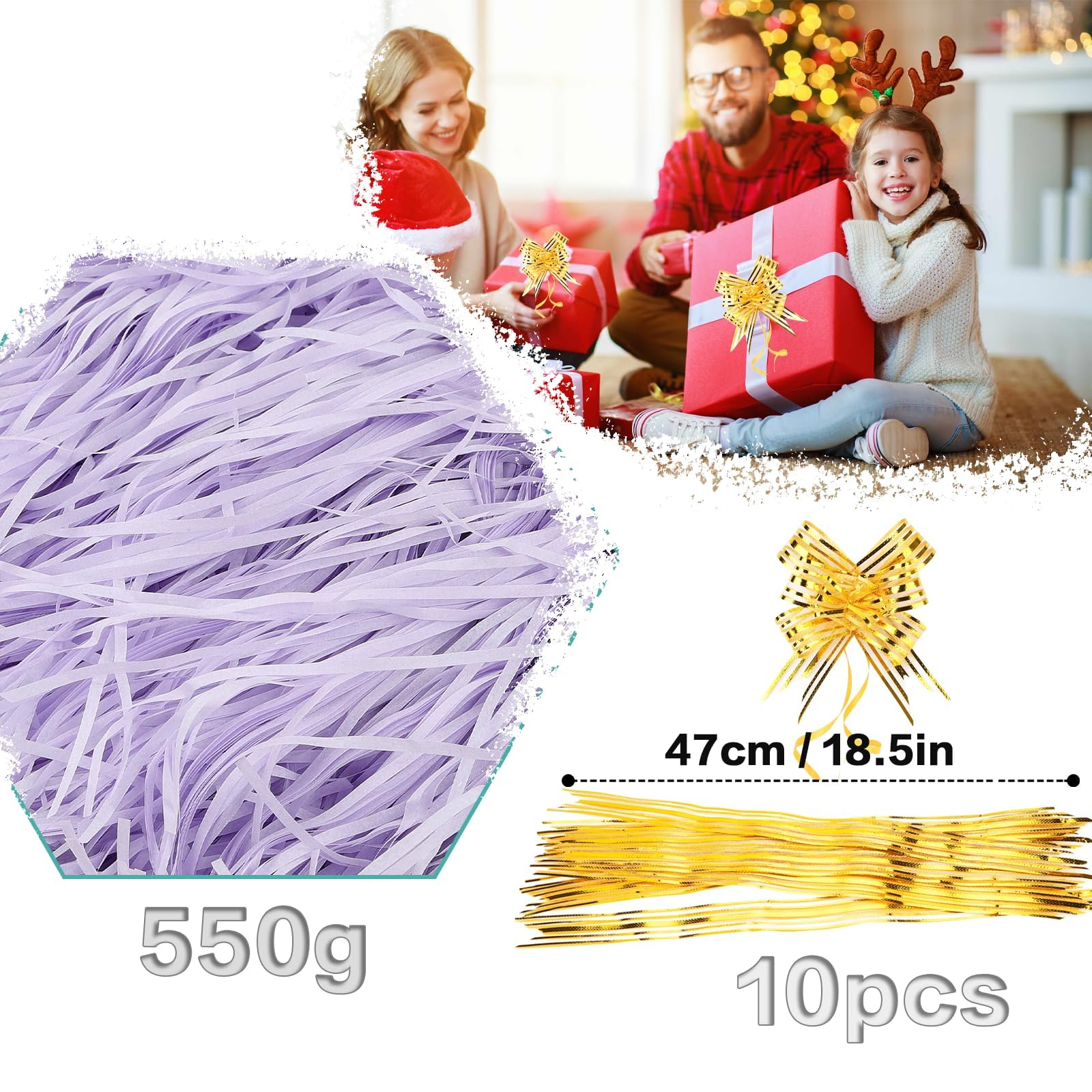 TXXATX 550g Shredded Tissue Paper for Gift Boxes Purple Tissue Paper Shredded Soft for Hampers Packaging Filler Hamper Gift Box Decoration Basket Stuffing Party Wedding Festival - Image 2