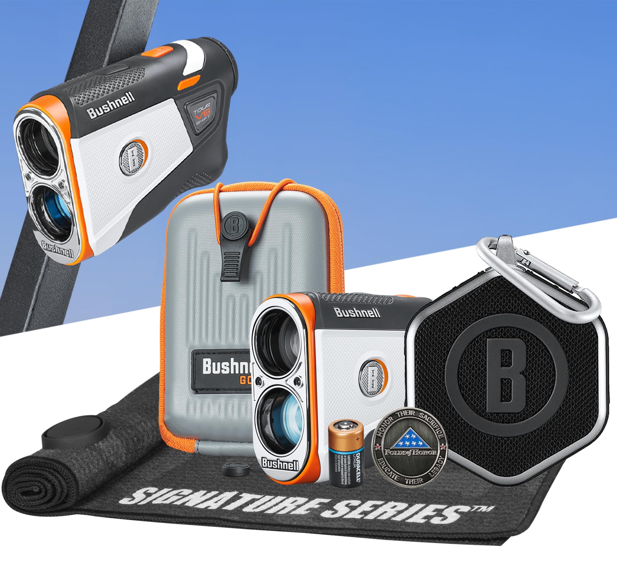 Bushnell Golf Patriot Player Pack Wingman Bundle - V6 Shift Rangefinder with Premium Case