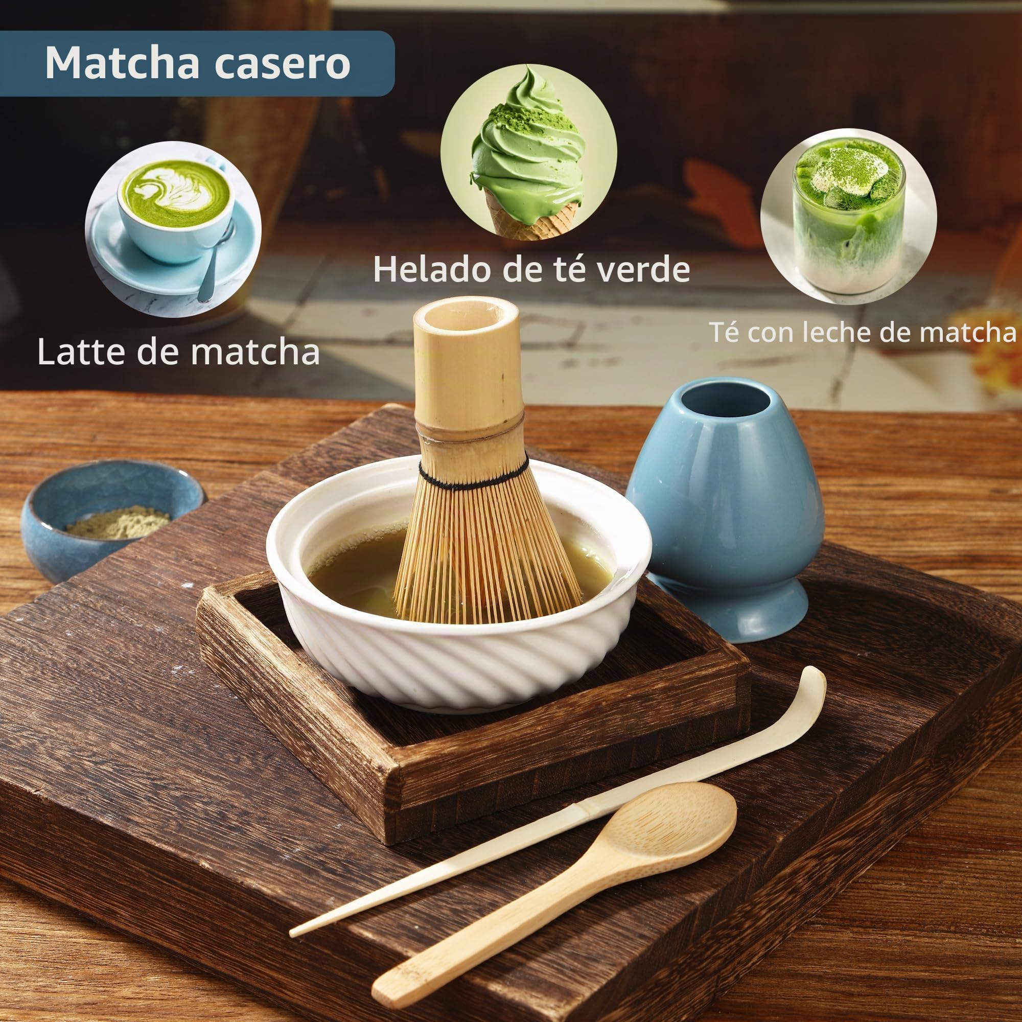 Matcha Kit 4 piezas Batidor te Matcha,Accesorio para la Ceremonia Japonesa del Matcha,Batidor Bambu te Matcha,Usado para Accessories for Making Matcha Tea