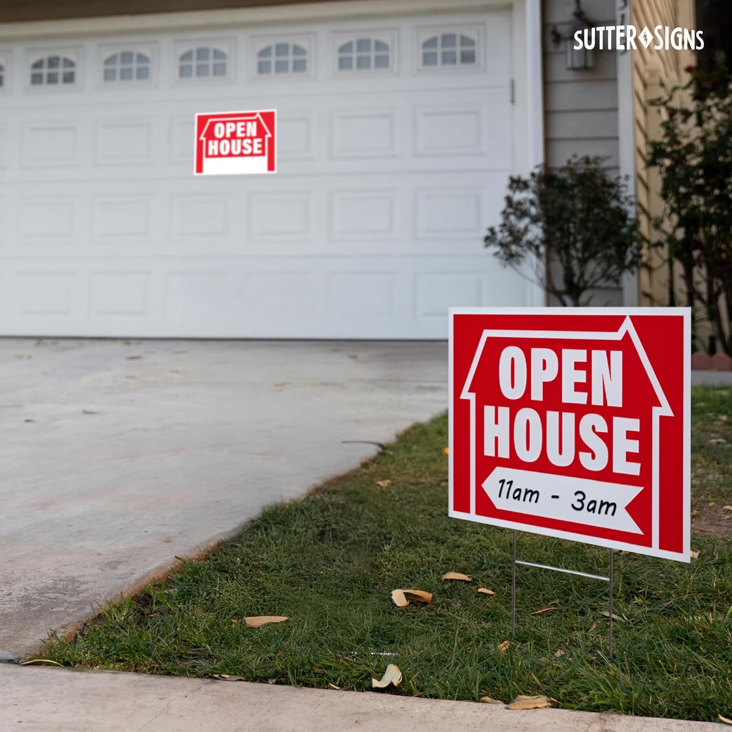 Sutter Signs 5pk Open House Signs for Real Estate - 16x12" Corrugated Plastic Open House Yard Signs with Metal H Frame Stakes
