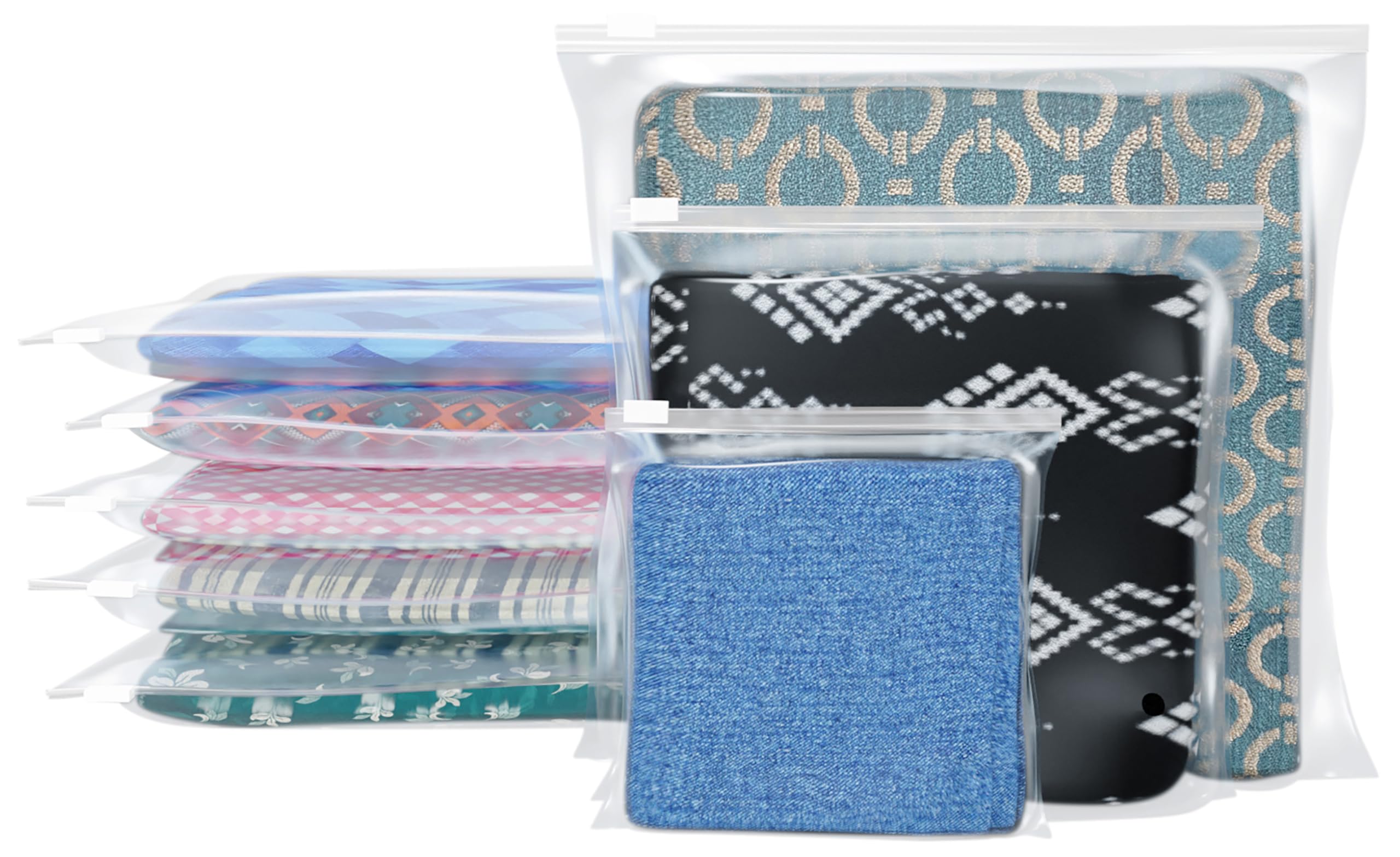 Set of 100 Plastic Poly Bags with Slider Closure for Clothes & Fabrics, 3 Mil (Clear, 14 X 14