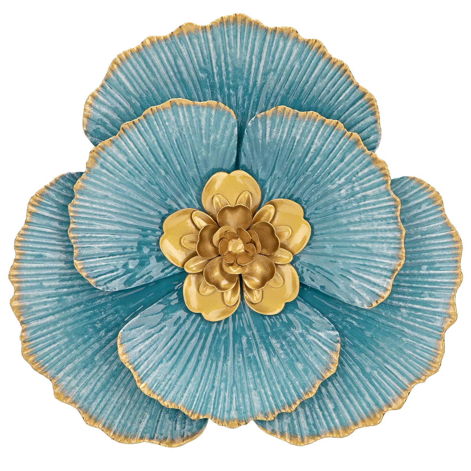 Oairse Juego de 3 flores de metal de magnolia para decoración de pared, esculturas florales en 3D, decoración de pared moderna, decoración de pared de metal rústico, para colgar en la pared de la sala