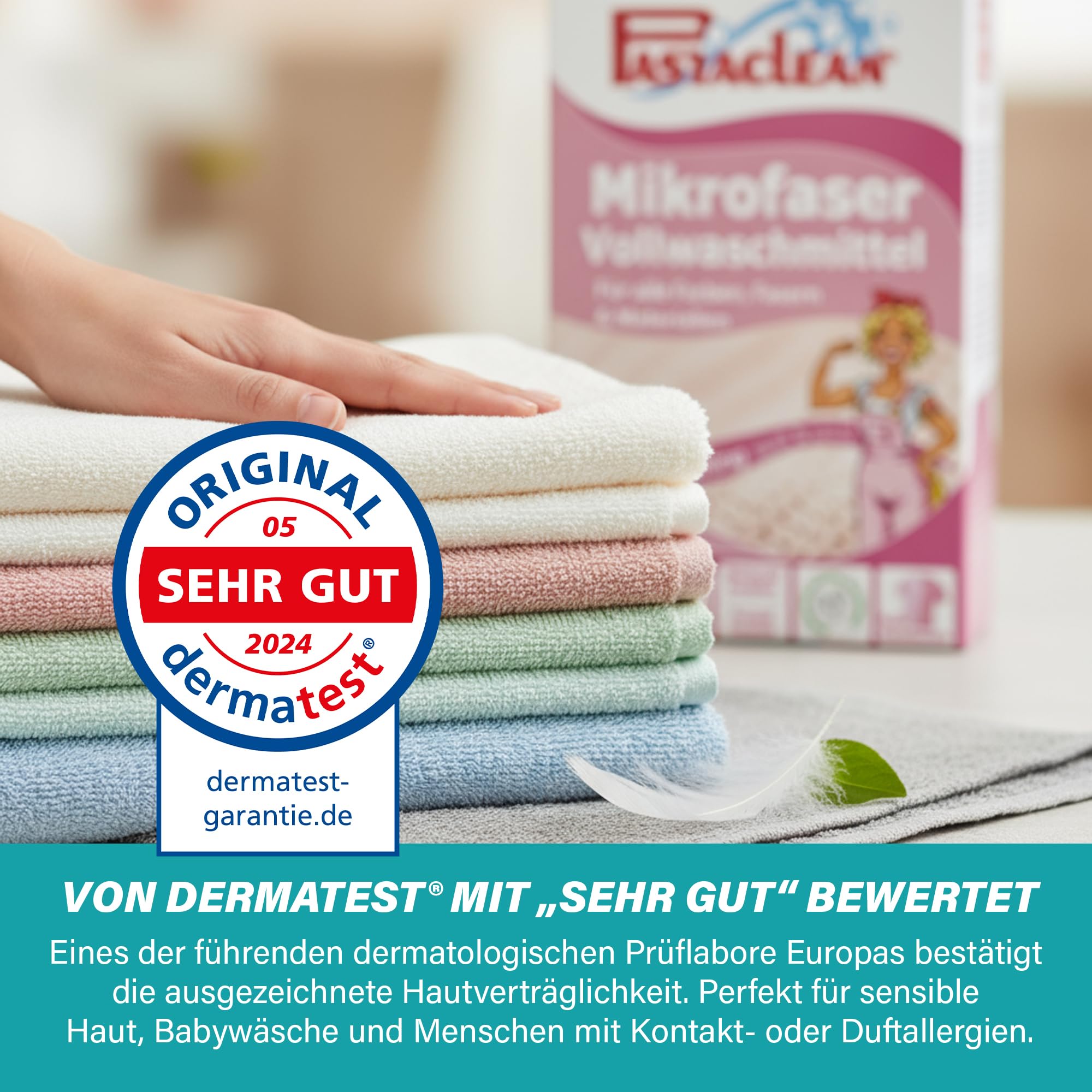 Pastaclean Mikrofaser Vollwaschmittel Konzentrat 5 L - Waschmittel Flüssig für Helle & Dunkle Wäsche - Universalwaschmittel XXL (15-95°C) 500 Waschladungen, nur 5 Cent pro Wäsche - Colorwaschmittel