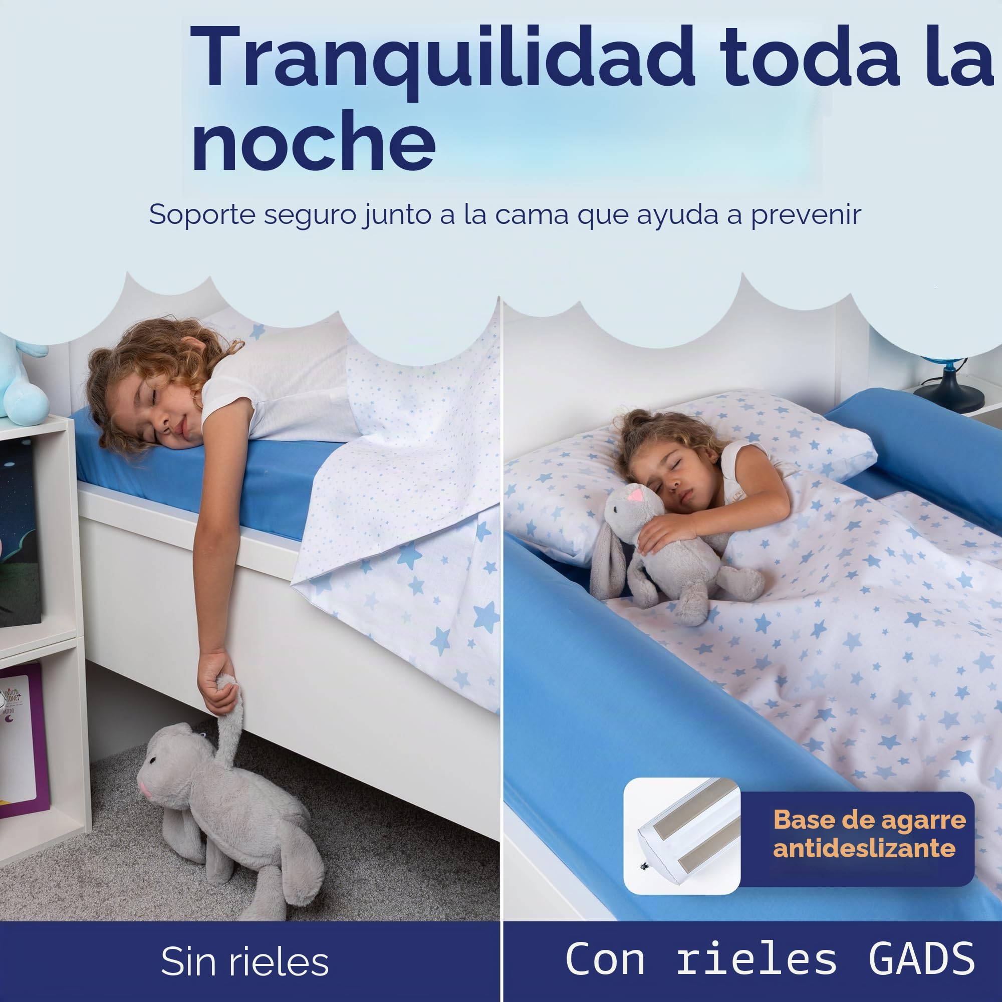 2-Unit de Barreras de Cama Inflables para Niños Pequeños - Barreras de Viaje Seguras - Protector de Cama para Niños - Barreras Inflables para Camas Individuales, Matrimoniales, Queen y King Size