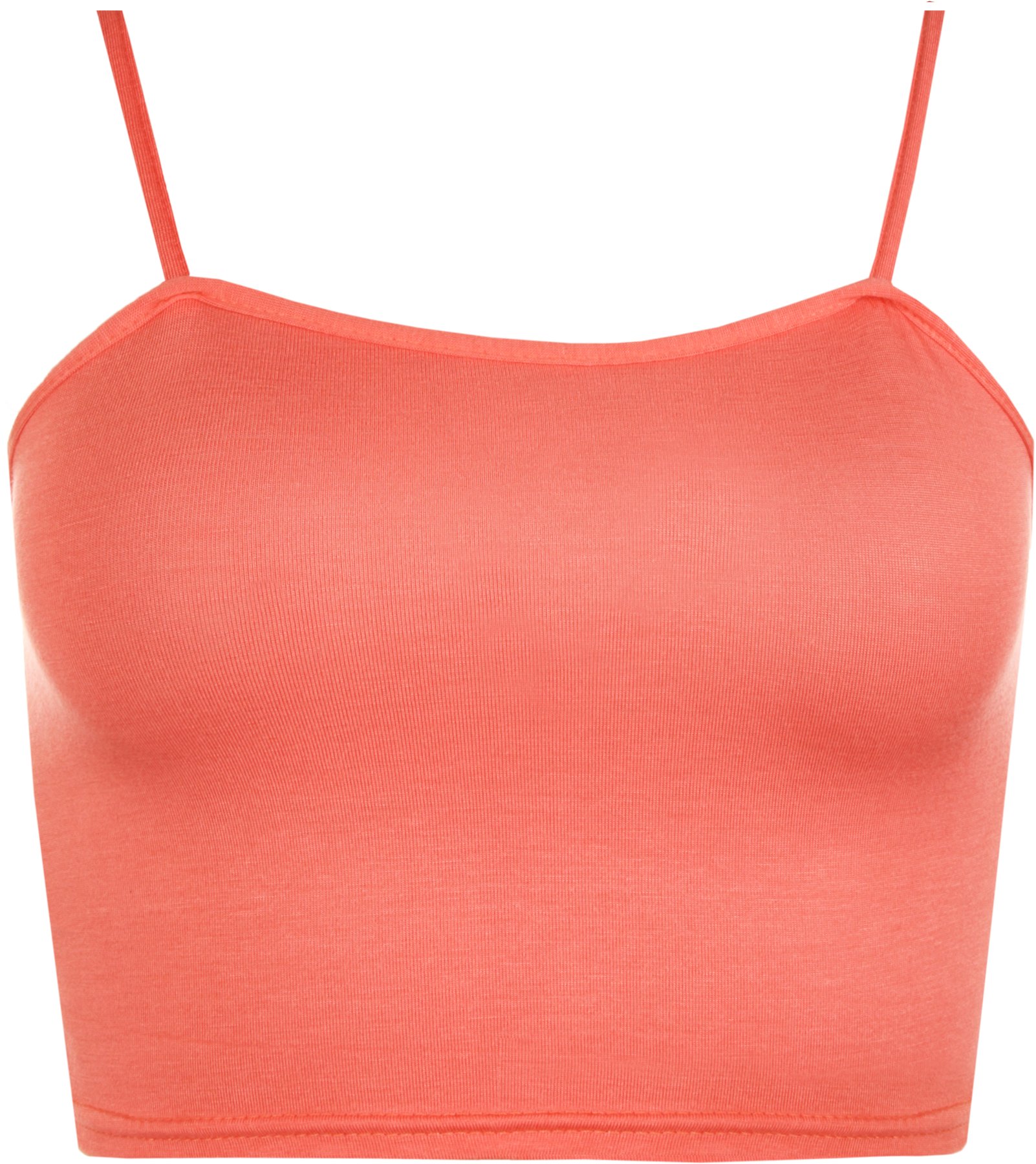WearAll Womens Strappy Sleeveless Ladies Bralet Crop Stretch Vest Top - Coral - 12-14