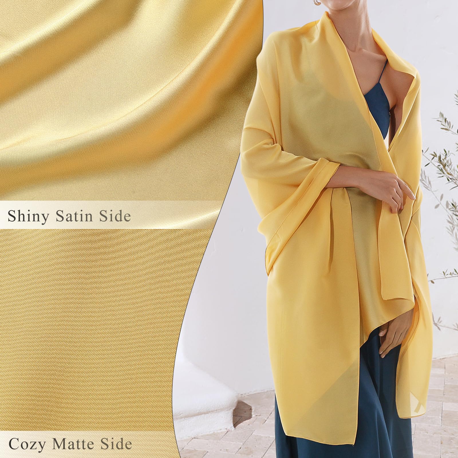 RIIQIICHY Foulard Sciarpa Seta Donna Pashmina Stola Scialle Cerimonia Abito da Sera Elegante Sposa