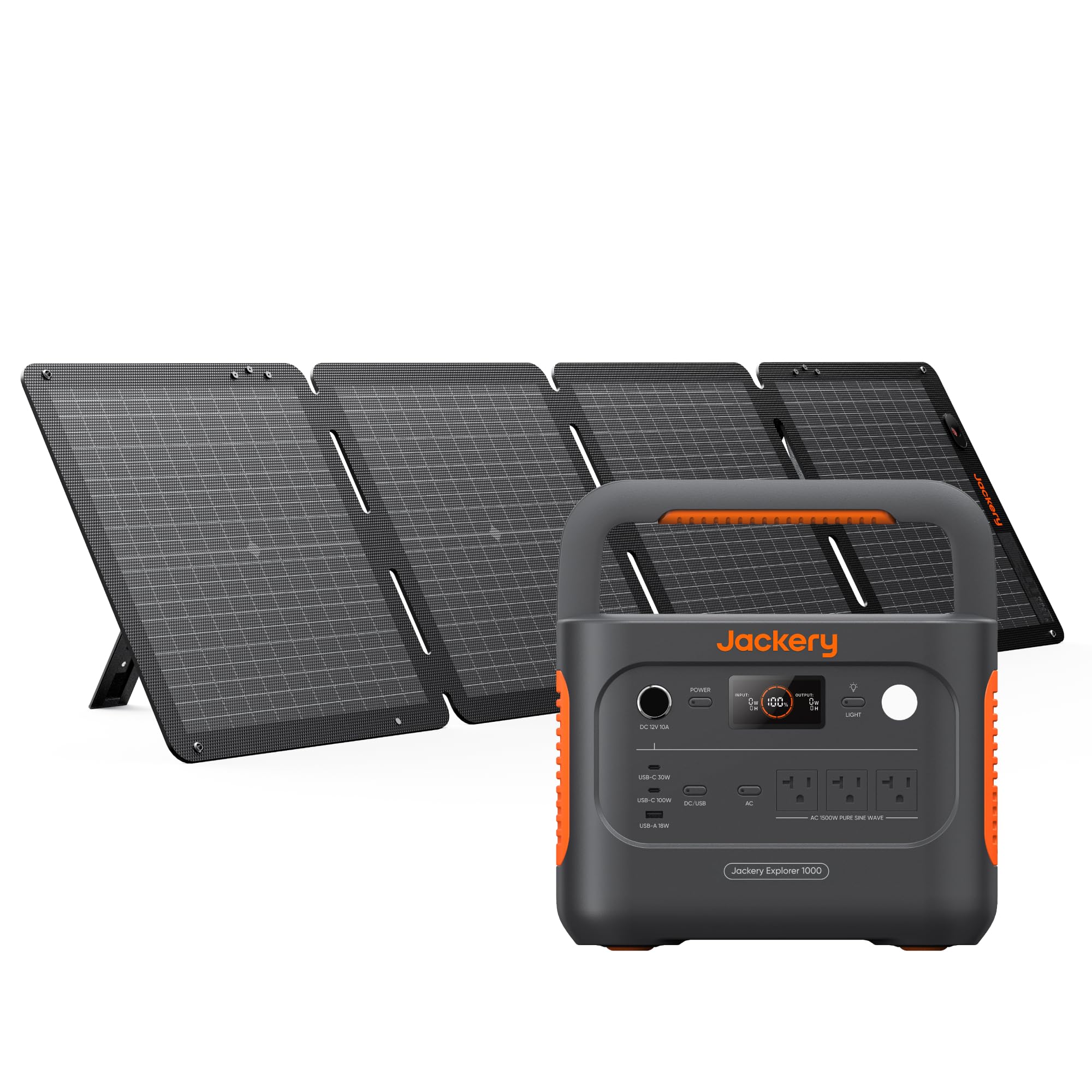 Solar Generator 1000 v2 with 100W Solar Panel,1070Wh Portable Power Station LiFePO4 Battery,1500W AC/100W USB-C Output,1Hr Fast Charge for Outdoor,Off-Grid Living,RV,Emergency
