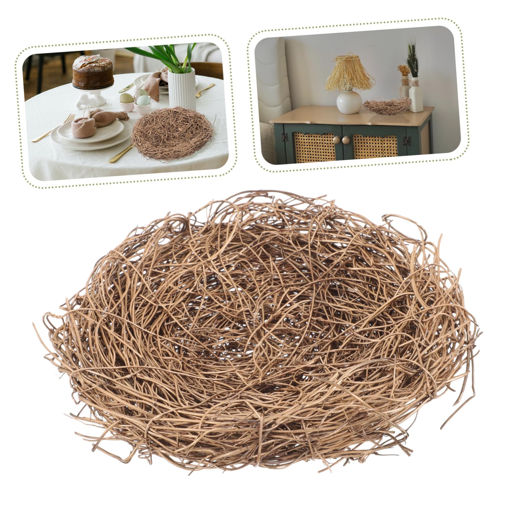 Angoily 5pièces Nid Oiseau Décoratif Rotin Doré Artisanat Fait Main pour Photographie Accessoire De Fête Et Décoration De Jardin pour Pâques Noël Et Événements Plein Air
