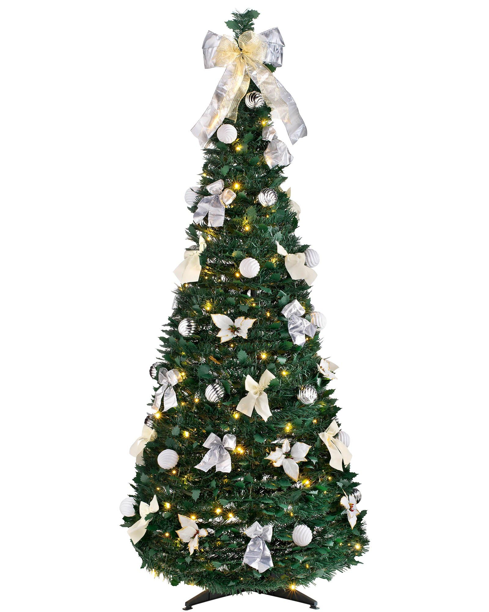 WeRChristmas Pre-Lit Pop Up Decorated Christmas Tree with 150 Warm LED Lights, Multi-Colour, 6 feet/1.8m โ image 1