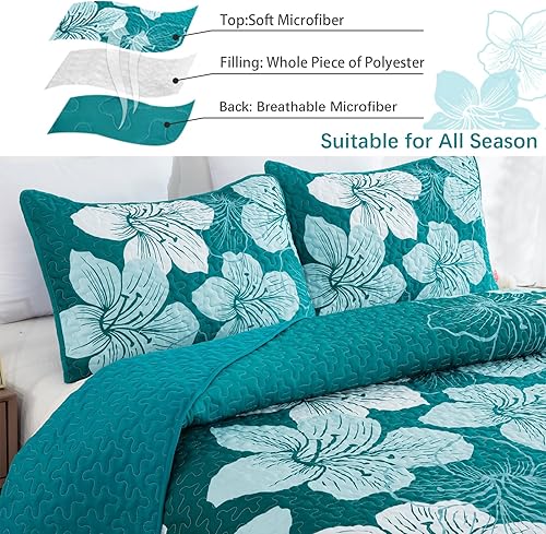 Miniatura 48 de DJY Juego de edredón de 3 piezas, tamaño Queen, con patrón floral amarillo, elegante colcha bohemia con 2 fundas de almohada, juego de ropa de cama