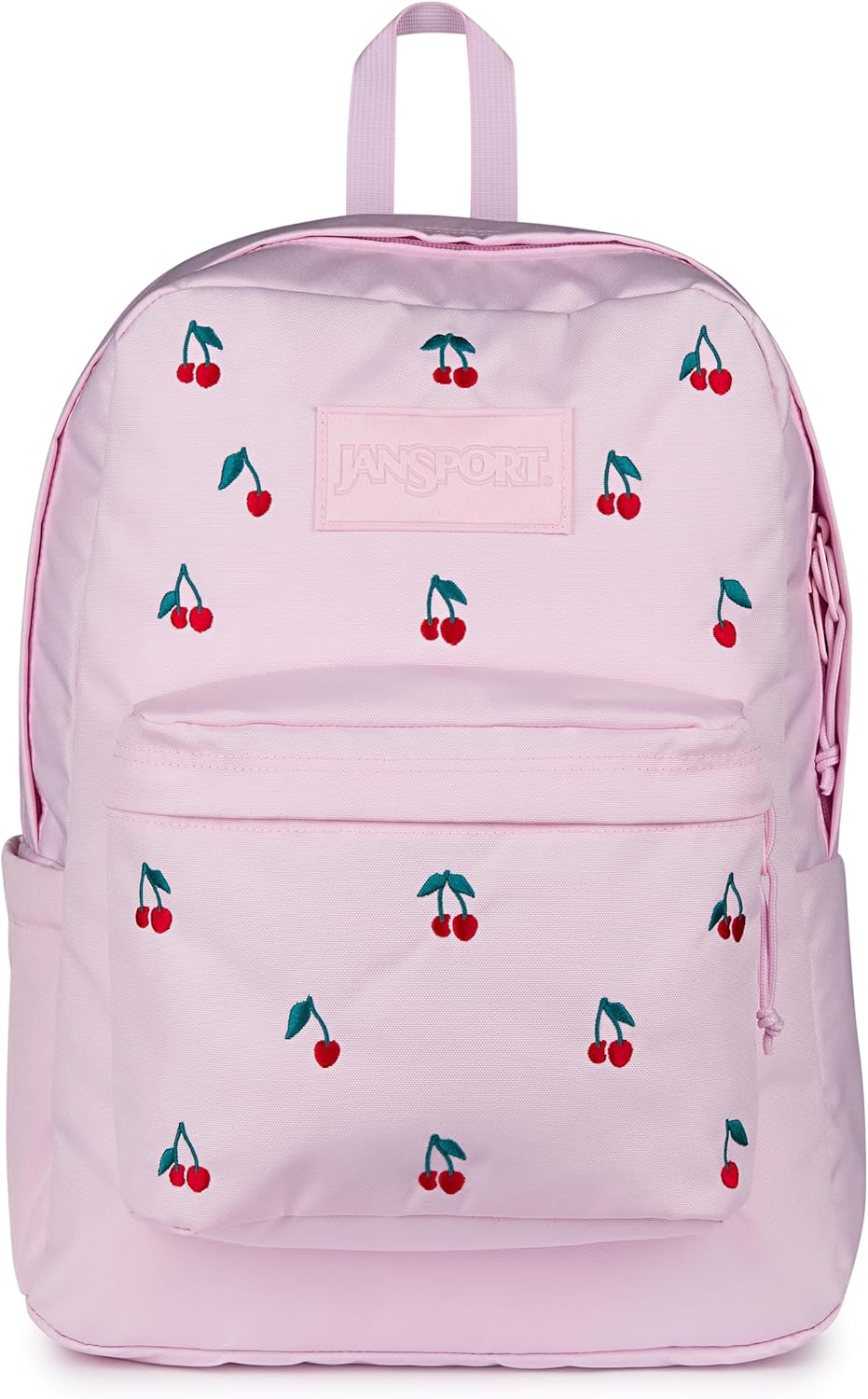 JanSport Superbreak Plus FX Backpack - Work, Travel, or Laptop Bag with Water Bottle Pocket - Pink Ice Cherry Emb