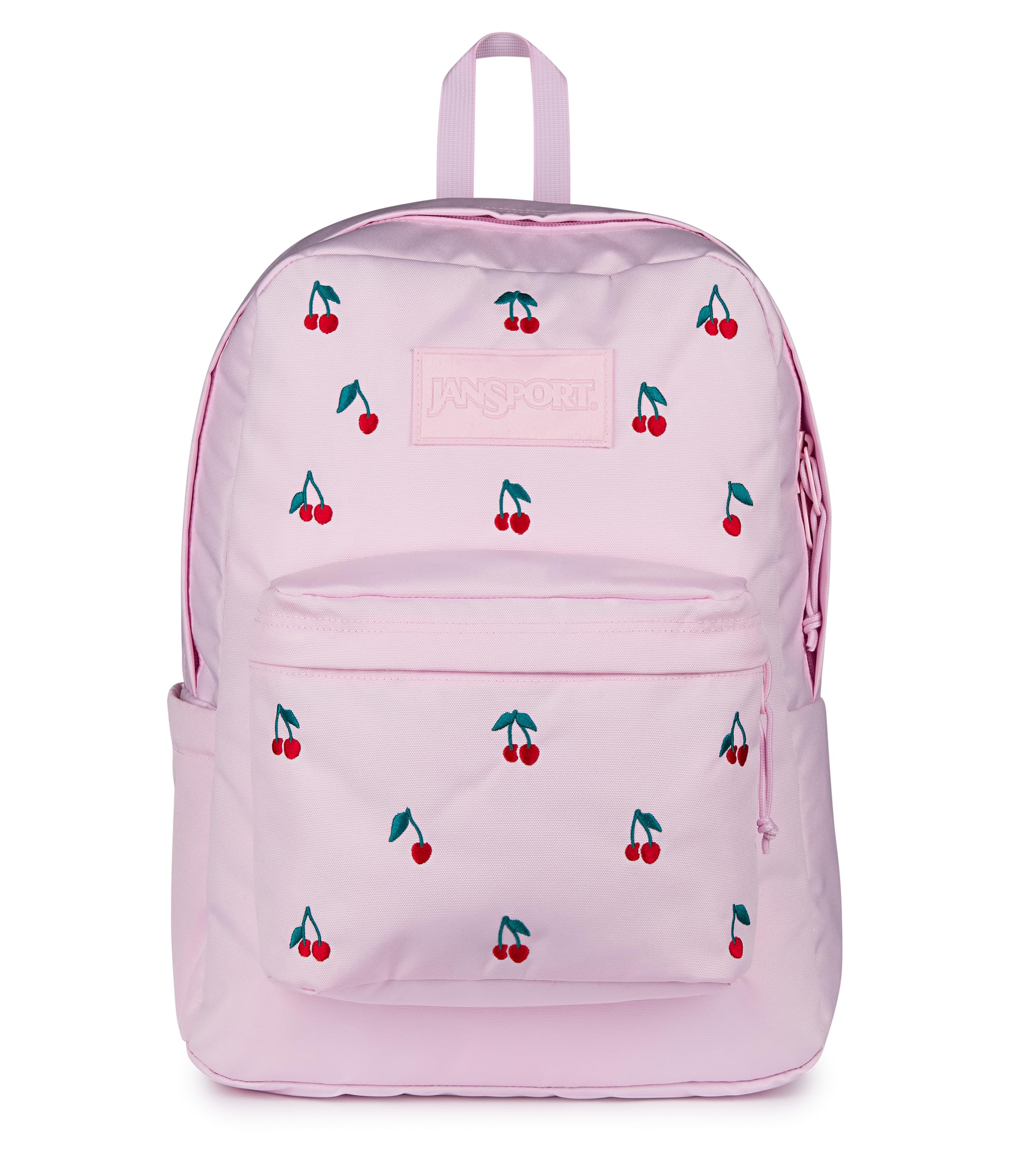 JanSport Superbreak Plus FX Backpack - Work, Travel, or Laptop Bag with Water Bottle Pocket - Pink Ice Cherry Emb