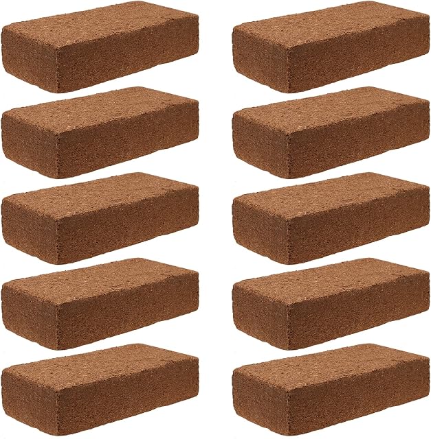 MUKCHAP 10 x 580g Coconut Soil Brick, 9L Natural Coco Coir Block, Coconut Fibre Substrate Potting Soil Brick for Plants, Flower Planting, 90L Total