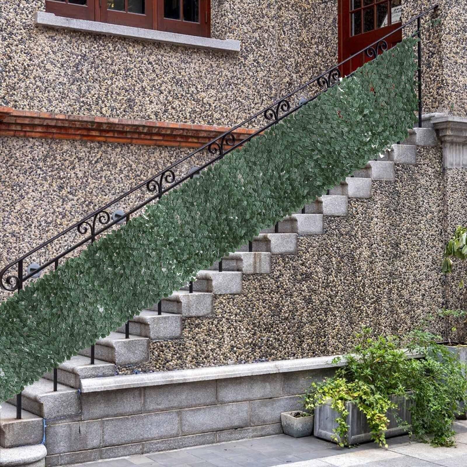 Youyijia Künstliche Efeu Garten Sichtschutz Zaun Sichtschutzgitter Hecken Blättern Paneele Rolle Pflanzenkulisse für Gartenhecken Balkon Außendekoration (Grün, 100x600cm)