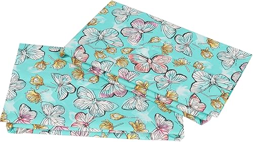 Miniatura 8 de Juego de 2 fundas de almohada verdes, 100% algodón, con estampado de mariposas, tamaño Queen