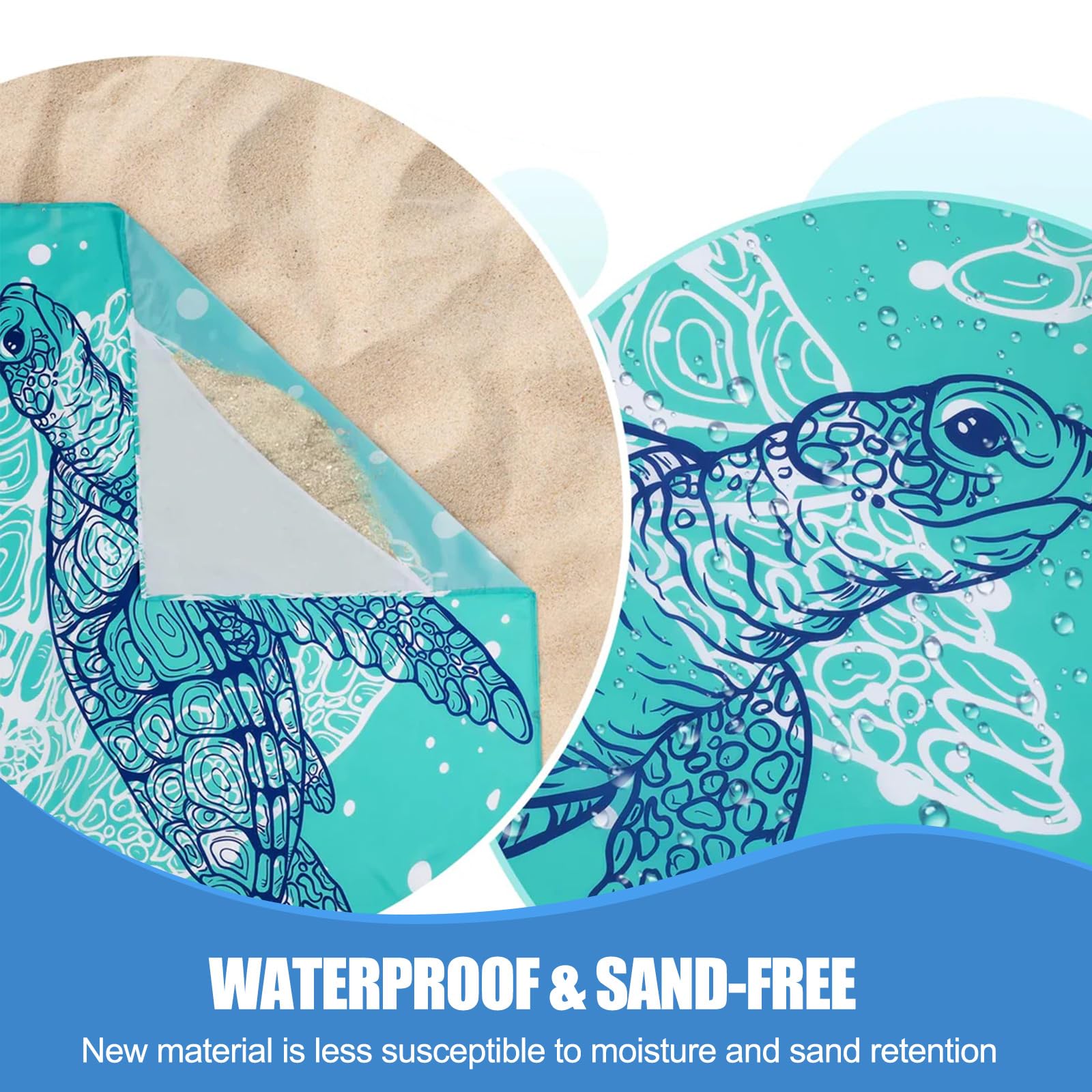 Telo mare in microfibra 210 x 200 cm grande spiaggia coperta senza sabbia con 6 chiodi da pavimento e 1 moschettone