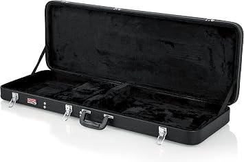 Gator Cases Hard-Shell Wood Guitar Case for Electric Guitars and Ernie Ball Polypro Guitar Strap, Black