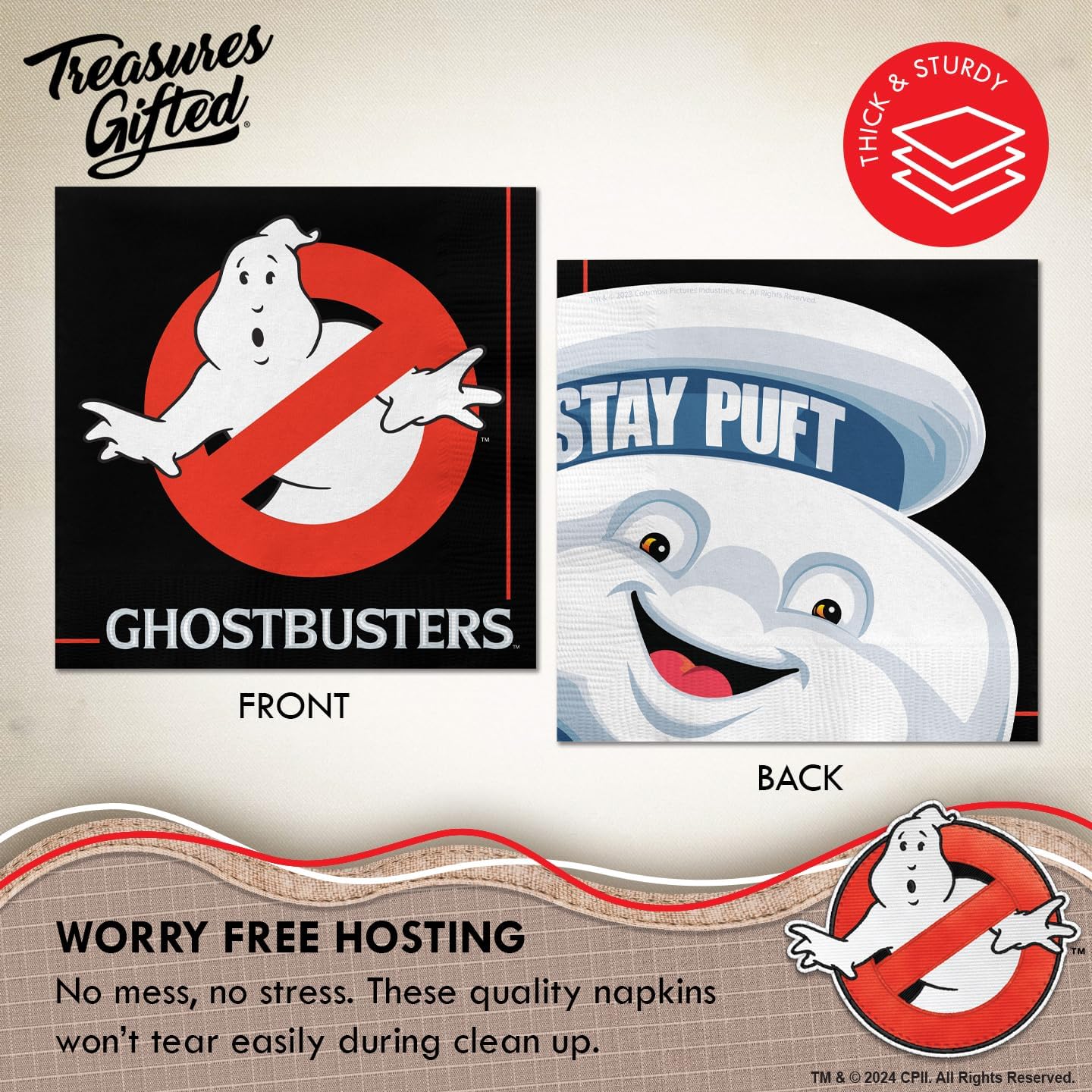 Treasures Gifted Officially Licensed Ghostbusters Party Decorations - Serves 24 Guests - Dinnerware Starter Set Ghostbusters Birthday Decorations - Ghostbusters Plates and Napkins