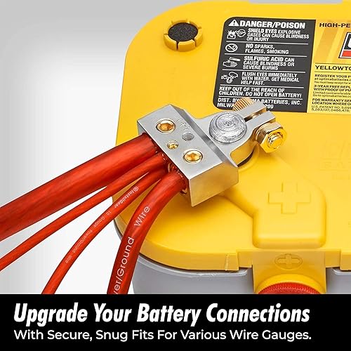 Miniatura 2 de InstallGear Terminales de batería de calibre 048 o 10 con cuñas, conectores positivos y negativos, para conectores de terminales de batería de