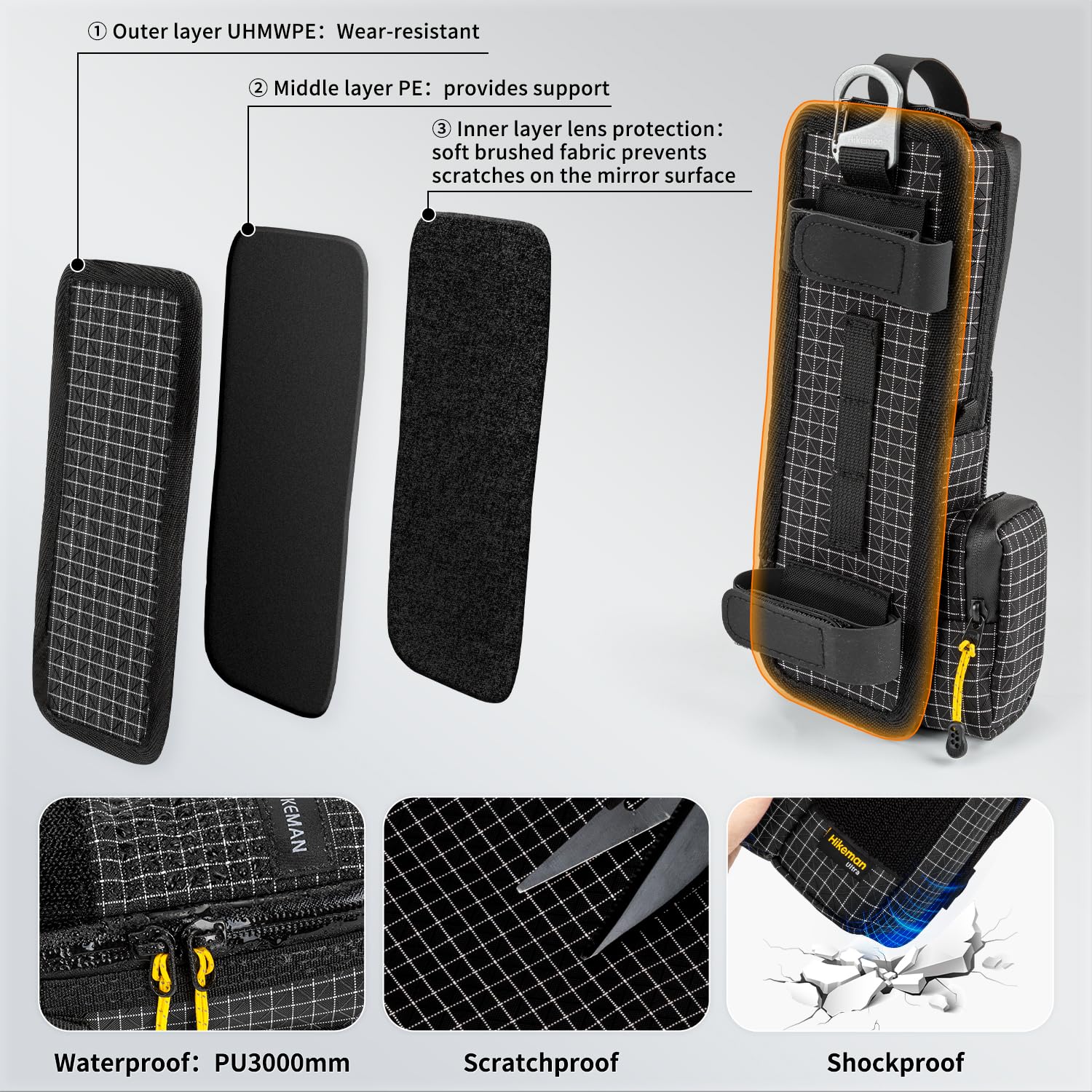 HIKEMAN Borsa da trasporto compatta per DJI Osmo Pocket 3, custodia protettiva leggera, borsa portatile resistente all'acqua per fotocamera e accessori, attrezzatura quotidiana all'aperto e da viaggio