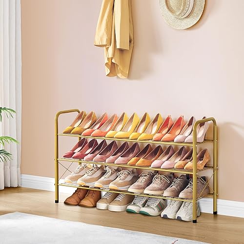 Miniatura 2 de Hoctieon Zapatero de malla de 3 niveles, estante de zapatos de entrada, organizador de almacenamiento de zapatos, zapatero para armario, ahorro de