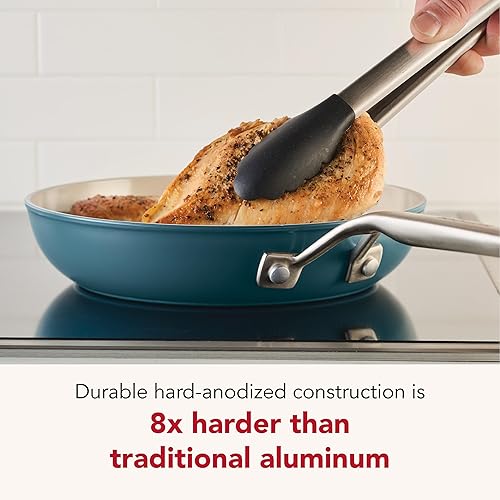 Miniatura 3 de KitchenAid Juego de ollas y sartenes antiadherentes de inducción de cerámica anodizada dura con cacerolas, sartenes, olla y tapas, apto para