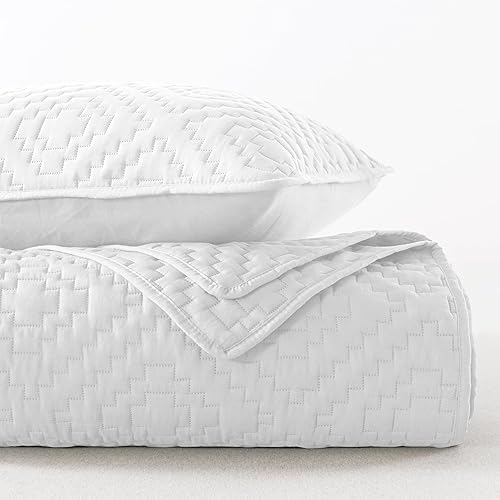 Miniatura 6 de Juego de ropa de cama de tamaño individual blanco con funda de almohada, colcha ligera y suave, manta acolchada fina para todas las estaciones, 2