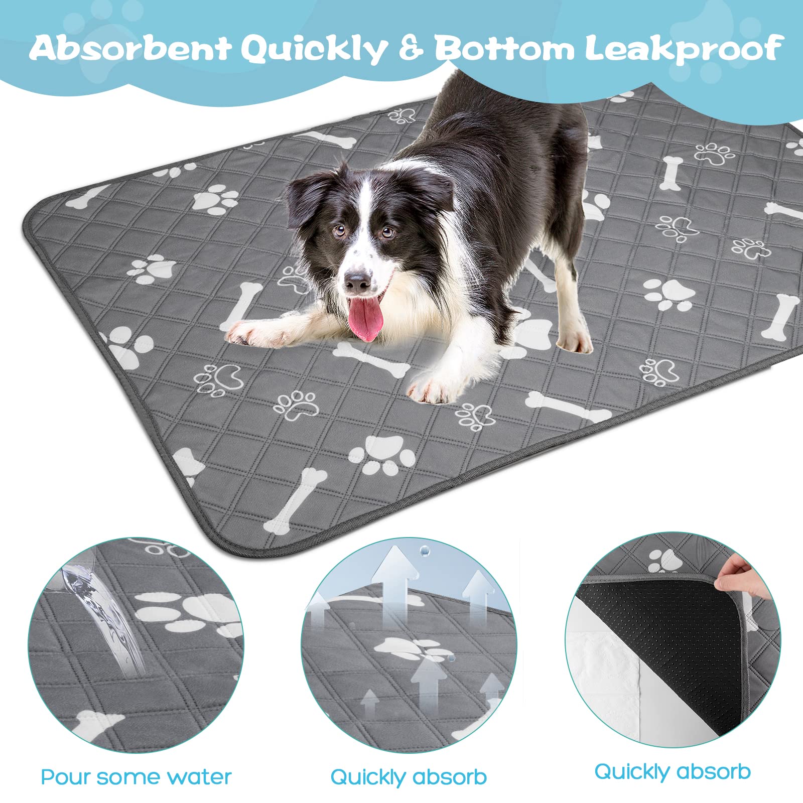 Confezione da 2 Cuscinetti Riutilizzabili per Addestramento del Cane, Assorbenti e Impermeabili, Lavabili per Casa, Auto, Viaggi, 70 x 100 cm