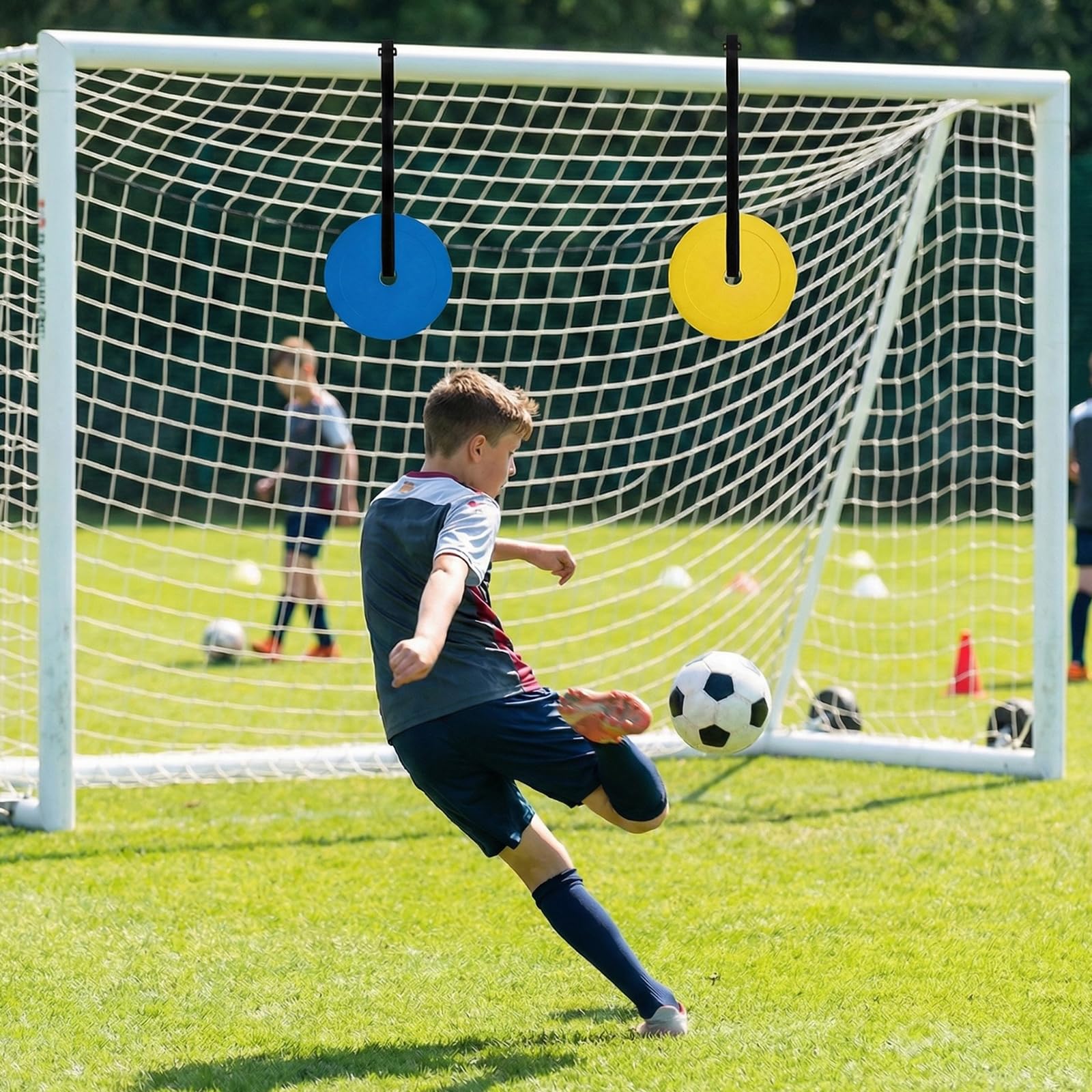 Obiettivi di Calcio, 4 Pezzi 15 cm Scopo del Calcio Esterno, Dischi bersaglio e Cinghie Regolabili per Gabbia di Calcio Pieghevole, Bersagli di Tiro Attrezzature di Allenamento per Migliorare la