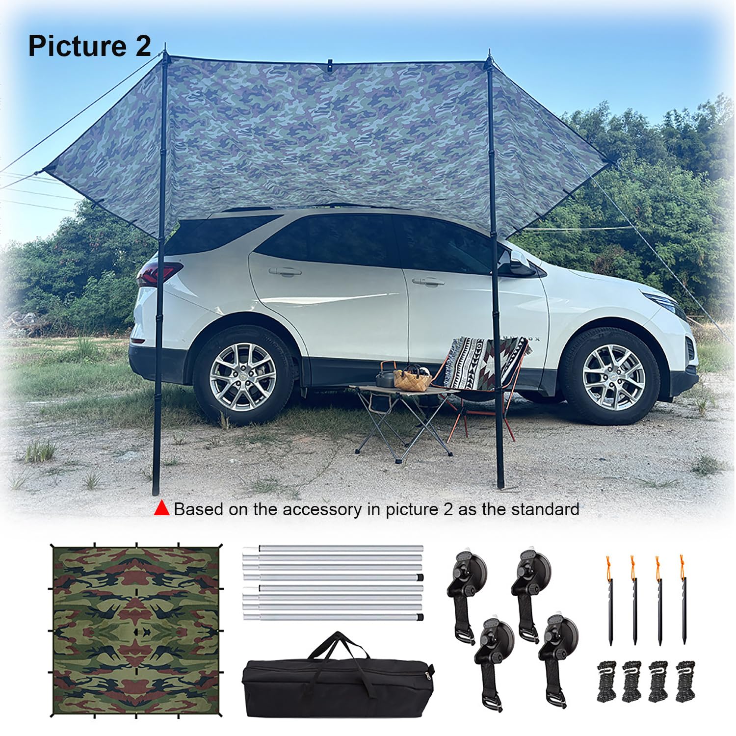 Plandeka do Markizy Samochodowej 3x3m,Maskująca Markiza SUV na Tylną Klapę do Campingów Tylne Schronienie Pod Markizą,Pojazdu Wodoodporna Namiotowa Osłona Słoneczna na Tylną Klapę da Kamperów