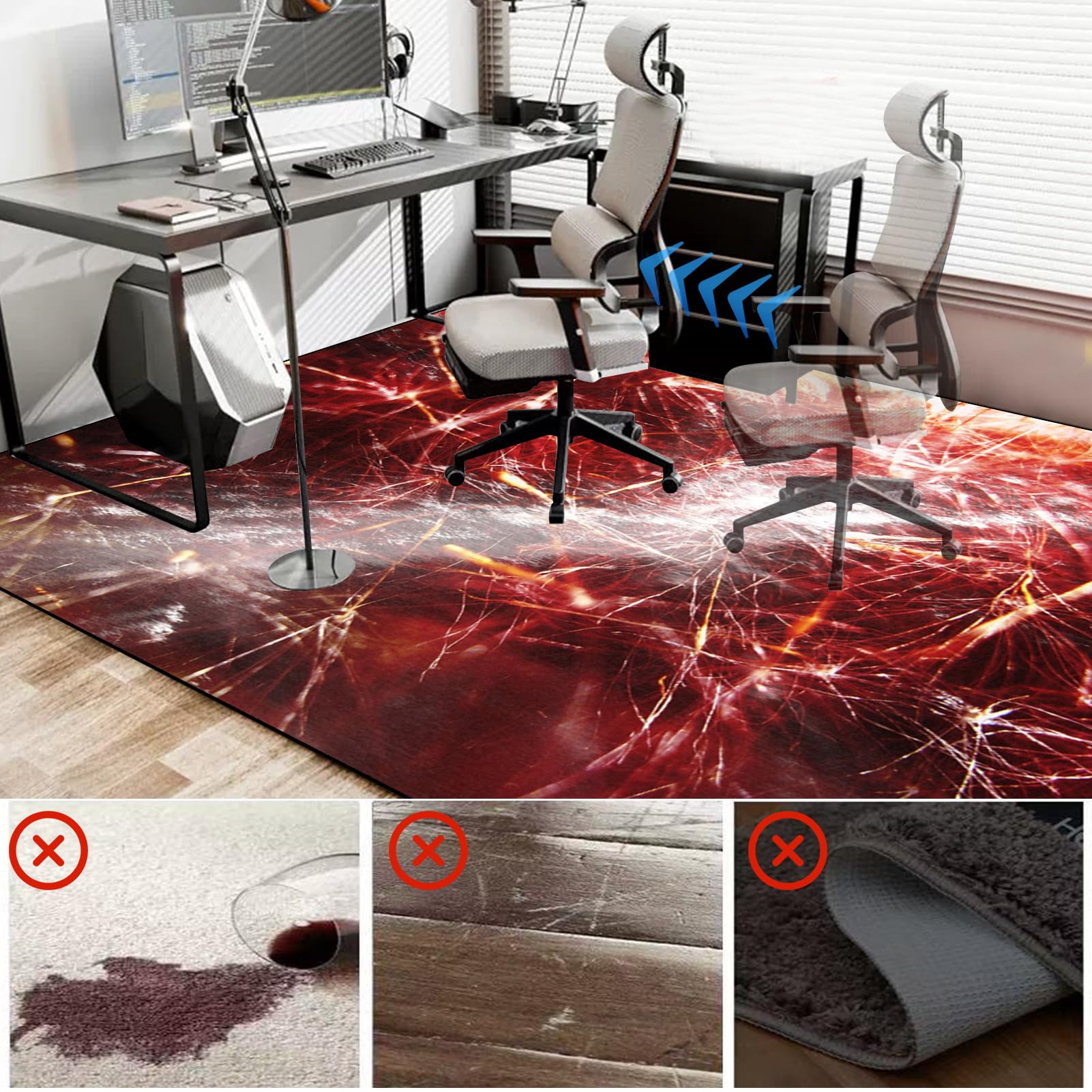 Tapis Protection Sol Chaise Bureau Gaming, Tapis antidérapant sous Chaise de Bureau, Tapis Chaise Gaming, Tapis de Protection en Carrelage, Tapis de Chaise Polyvalent pour la Maison 160 x 200 cm