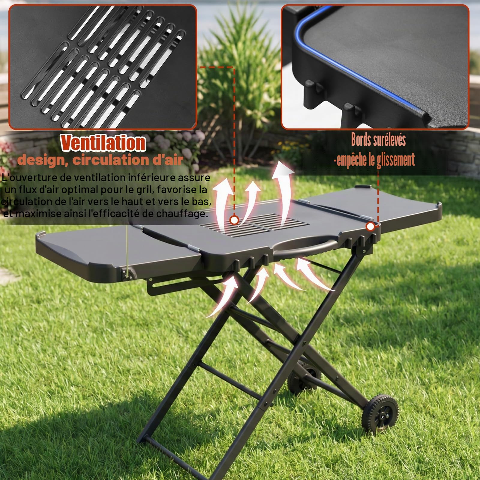 Chariot de barbecue pour Weber Q100, Q200, Q300, Enders Urban, Nexgrill, Ninja Woodfire Grill, four à pizza, Solo Stove, Burnhard Wayne