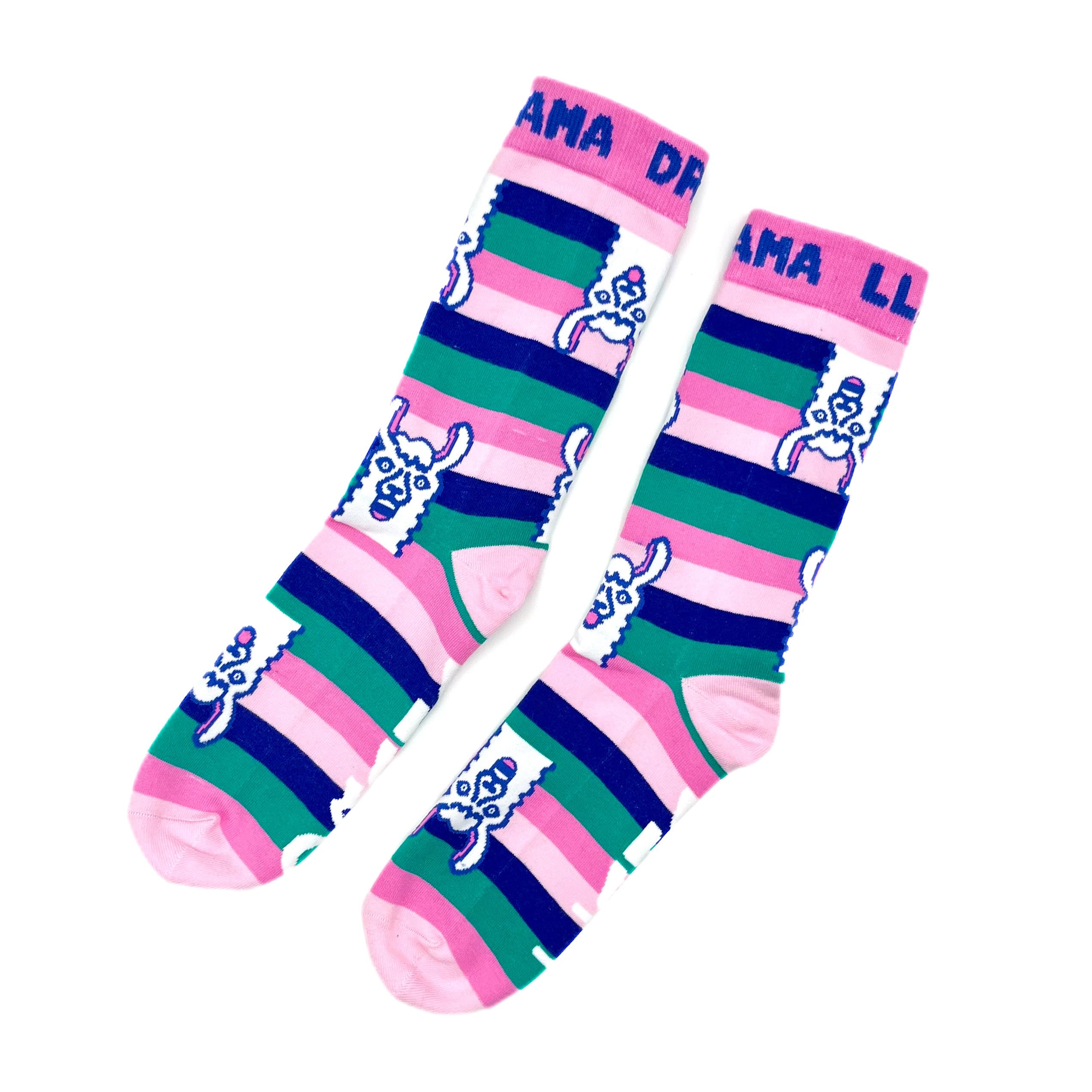 Drama Llama Mother's Day Mama Llama | Womens Teens Ladies Girls Cute Llama Knit Socks | One Size Fits Most Small Medium Large | Colorful Rainbow Llama Llama Socks | Llama Birthday Gift | Lama Socks