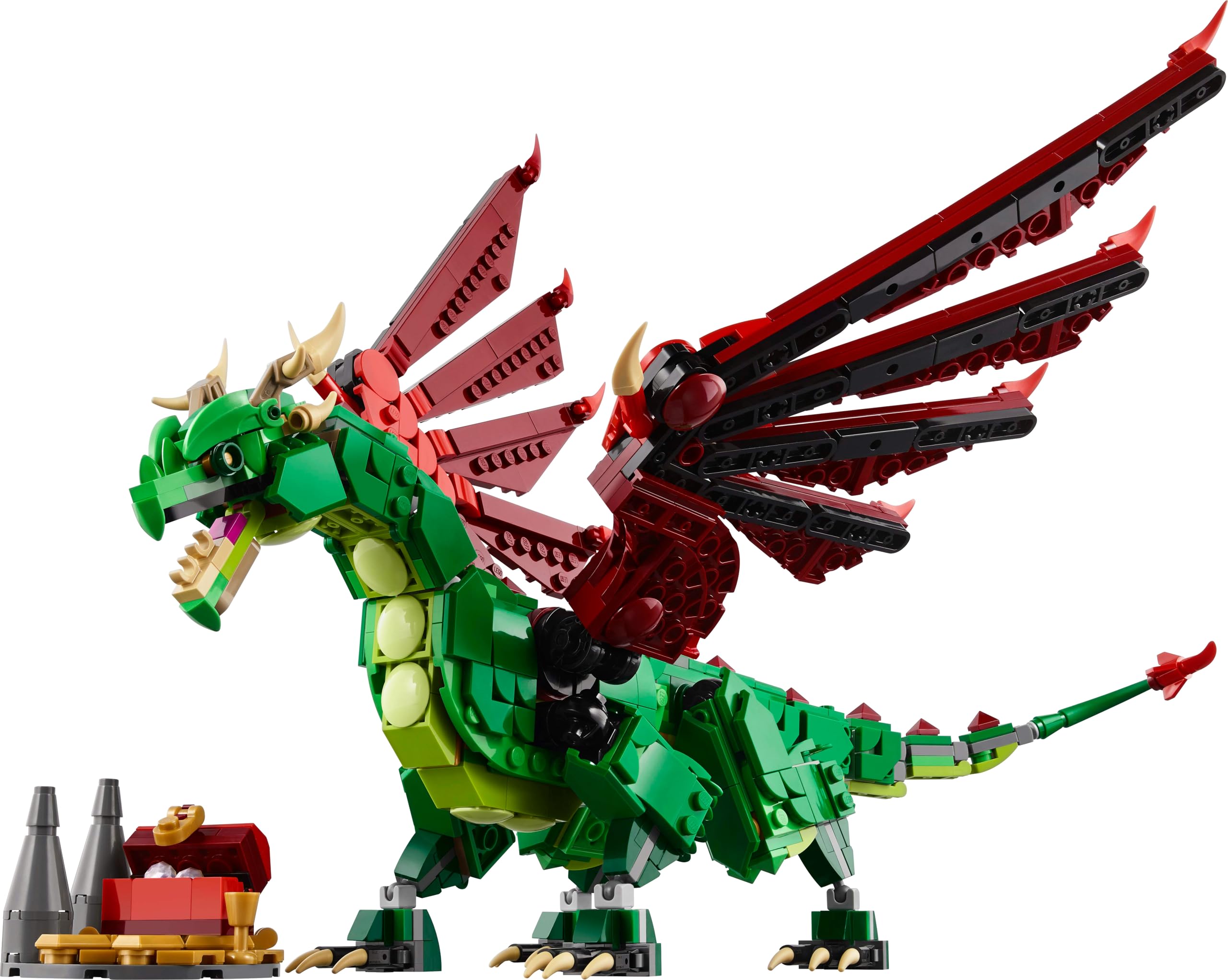 LEGO Creator 3 en 1 Dragón Medieval Transformable en Ave Fénix o Serpiente Marina, Animales de Juguete, Figuras Articuladas, Regalo de Cumpleaños para Niños y Niñas de 9 Años o Más 31161
