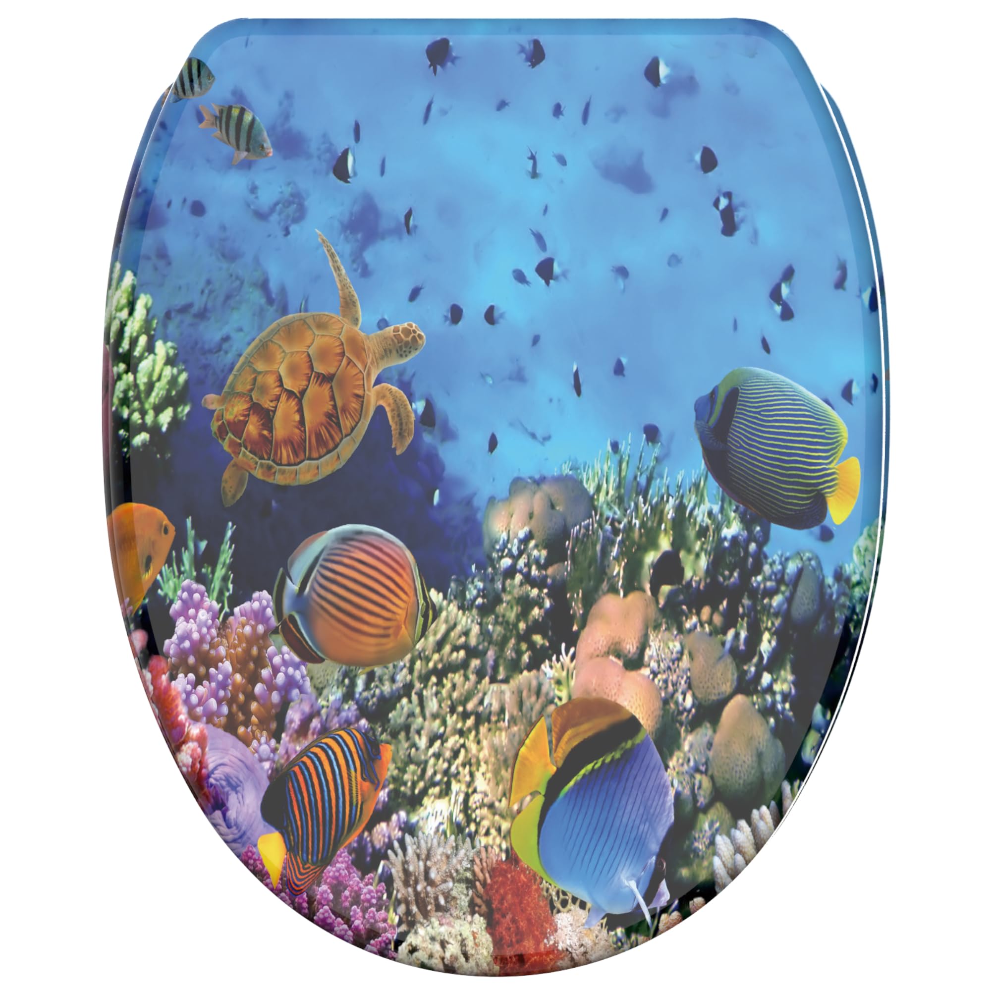 Sanilo WC Sitz mit Absenkautomatik & Schnellverschluss, Toilettendeckel per Knopfdruck abnehmbar, einfache Montage von oben (Ocean)