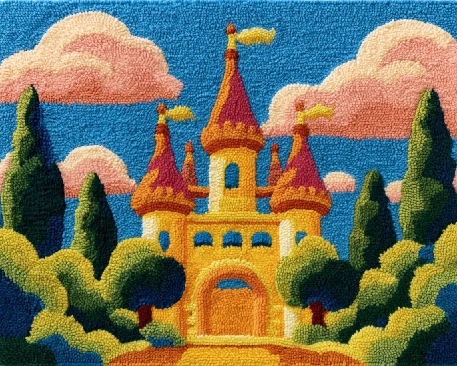 Wallphantom DIY Craft Latch Hook Rug Kits,The Castle Outside the Window