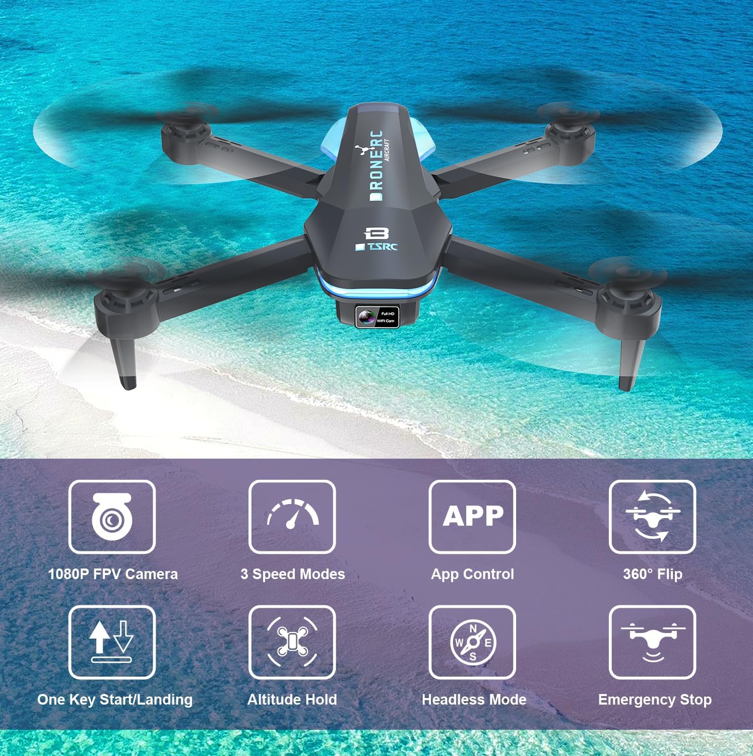 Mini dron con cámara, cuadricóptero RC plegable HD FPV 1080P con lente ...