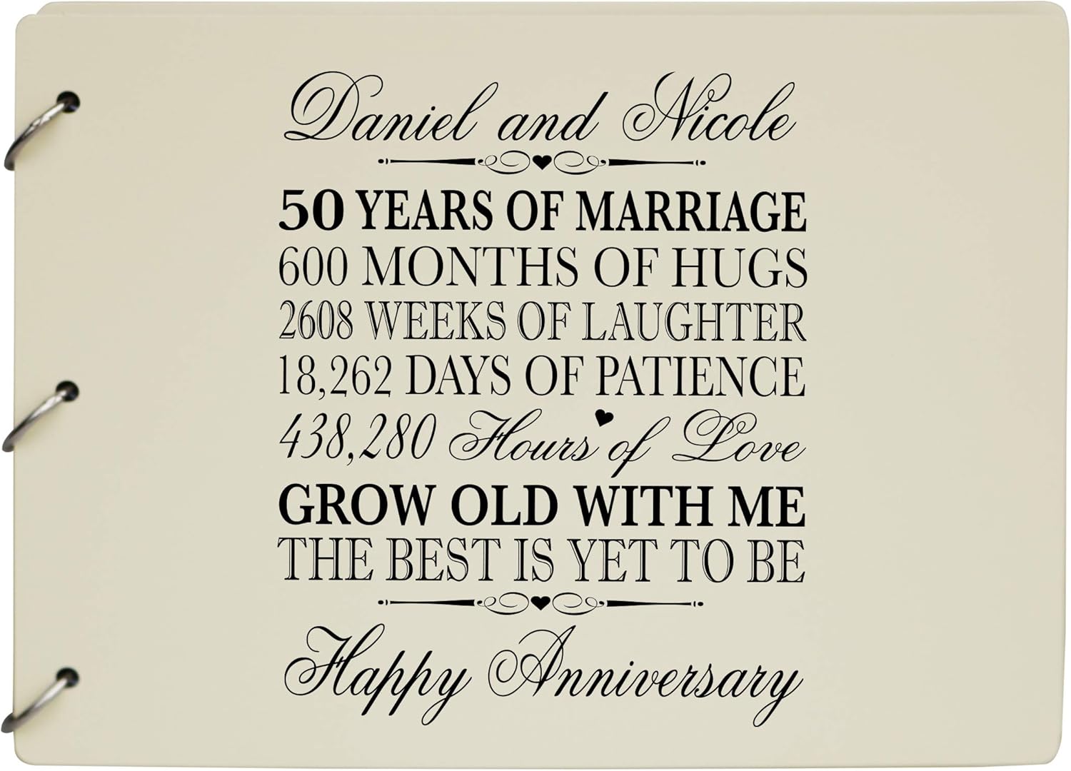 LifeSong Milestones Personalized 50th Wedding Anniversary Guest Book for Couple 50 Years of Marriage Celebration, Wooden Walnut Signature Registry Guest Book for Fiftieth Wedding (Walnut)