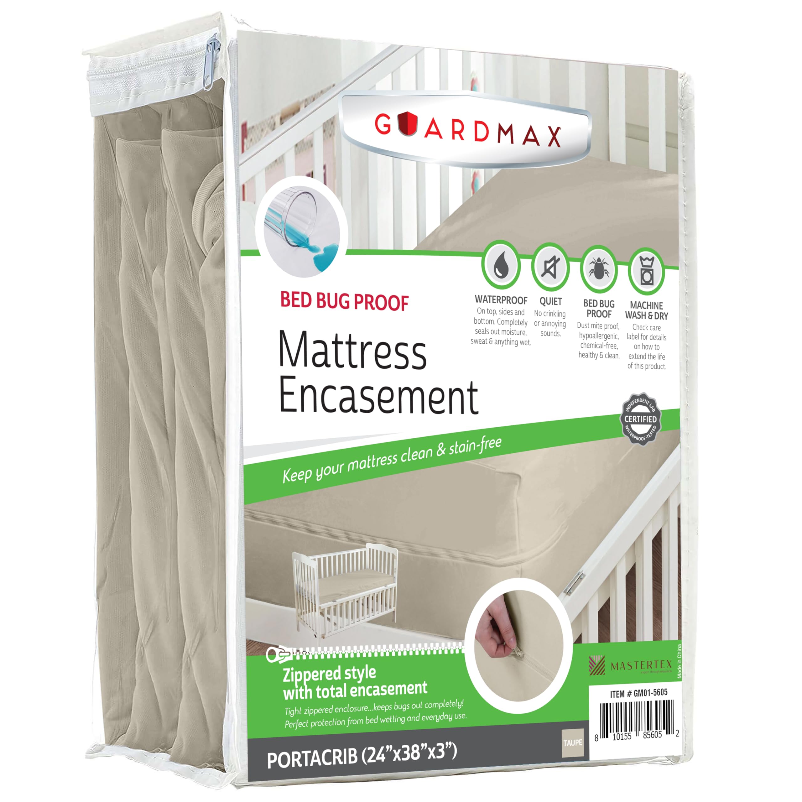 Guardmax Portacrib Mattress Protector Zippered, Bed Bug Mattress Cover