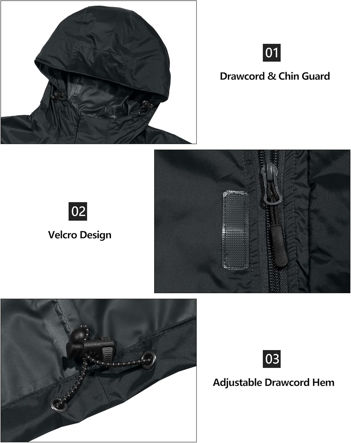 Little Donkey Andy Men's Packable Rain Jacket Windbreaker Waterproof Lightweight Rain Coat with Hood for Golf Cycling Hiking - Image 4