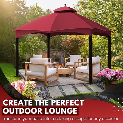 Miniatura 10 de Flexzion Parte superior de repuesto para toldo de glorieta de 10 x 12 pulgadas (verde)  Se adapta a Lowe's Allen Roth Gazebo GF-12S004B y