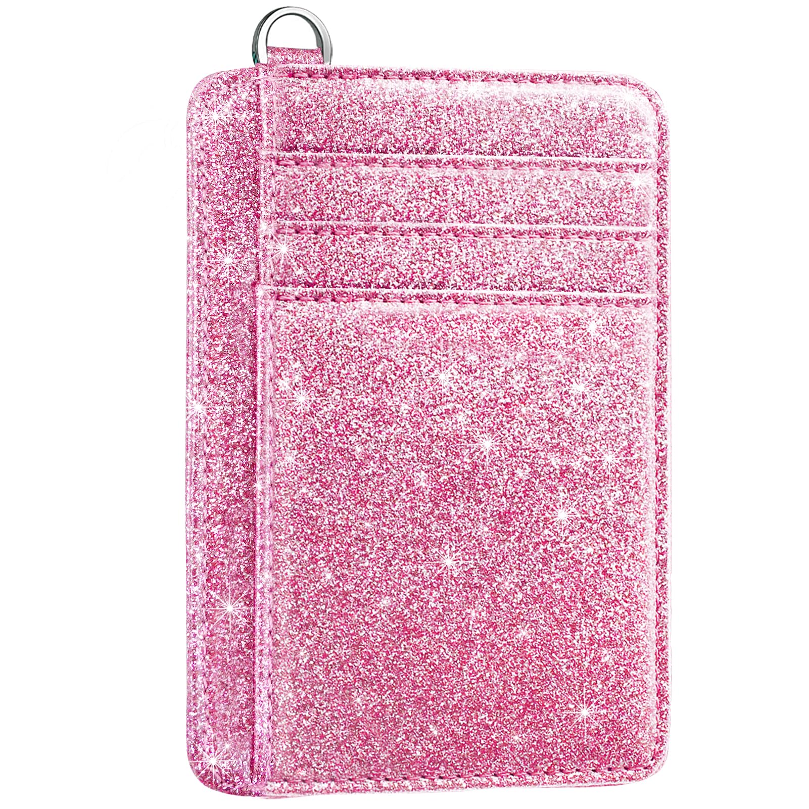 Slim Front Pocket Wallet RFID ID Card Holder Cute Small Wallet with Keychian for Women