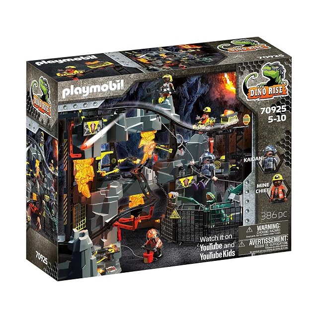 PLAYMOBIL Dino Rise 70925 Dino Mine, Tren minero con vehículos y trampas