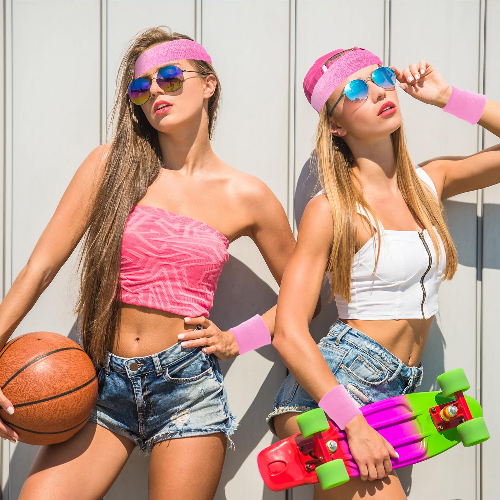 72-teiliges Neon-Schweißbänder-Set, 24-teilig, athletisches Stirnband, 48 Stück, Tennis-/Gymnastik-Armbänder, internationale Länder, Sportspiele, Wettbewerbe für Männer und Frauen, Partyzubehör