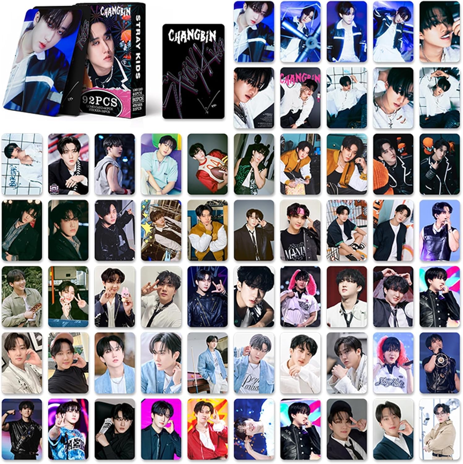 KPOPBP Photocards 60 PCS SKZ Rock Star Album Photo Cards with 32 PCS Stickers Kpop Gift Lomo Cards Merch for SKZ Boys and Girls (CHANGBIN)
