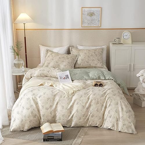 LifeTB - Juego de funda de edredón de estilo jardín, diseño floral y botánico, tamaño Queen, suave, de algodón, bohemio, elegante, para niñas y disponible en Yaxa Peru