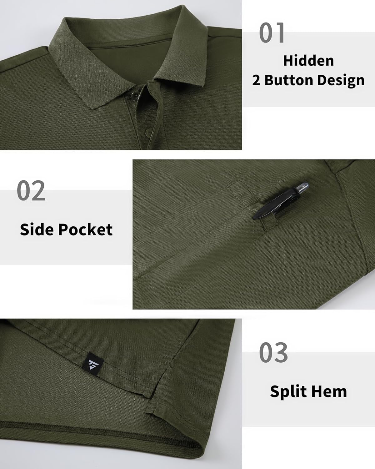 Men's Long Sleeve Polo Shirt Athletic Golf Polo Shirts for Men Quick-Dry Performance Casual Collared Shirts - Image 4