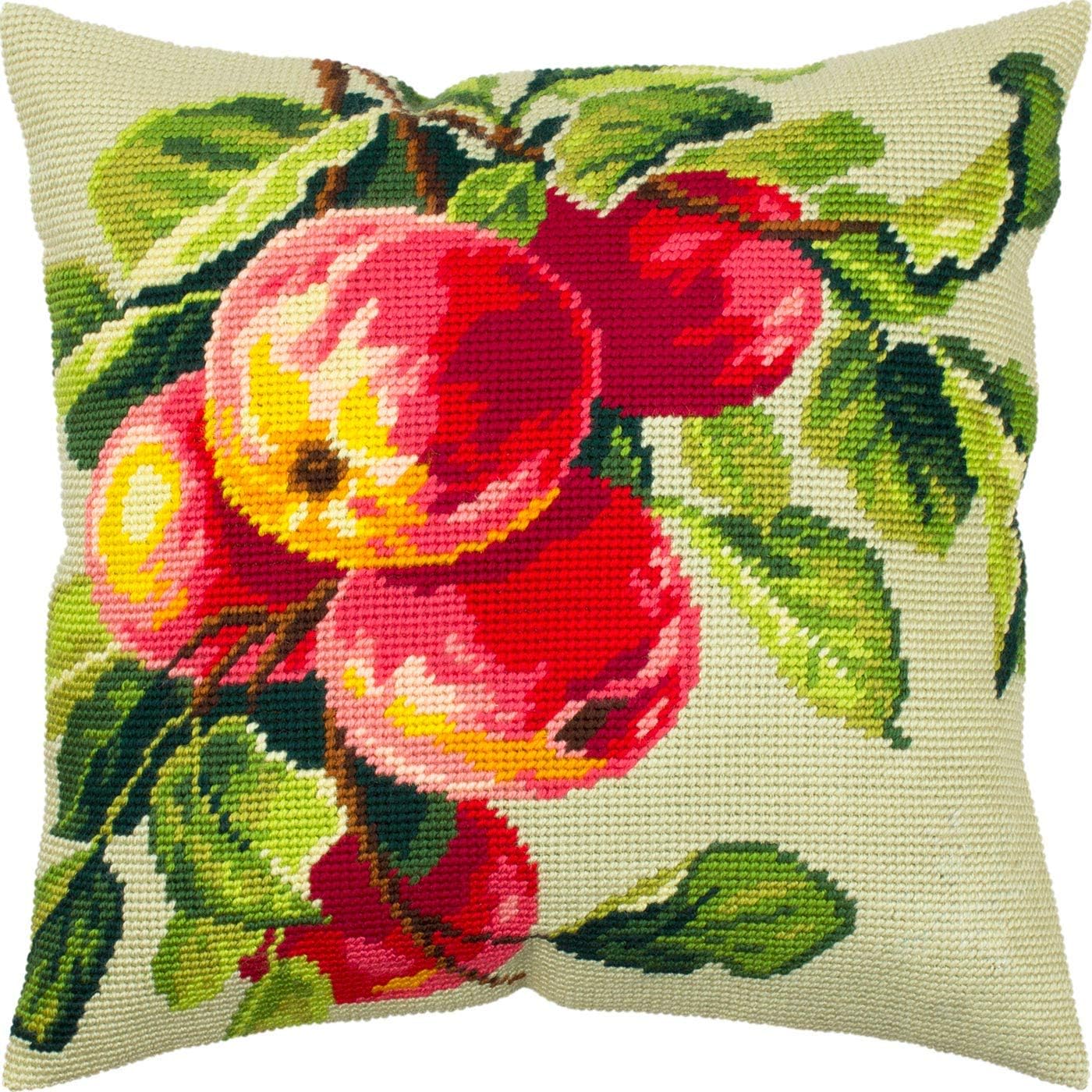 Apple Tree Branch. Needlepoint Kit. Throw Pillow 16×16 Inches. Printed Tapestry Canvas, European Quality